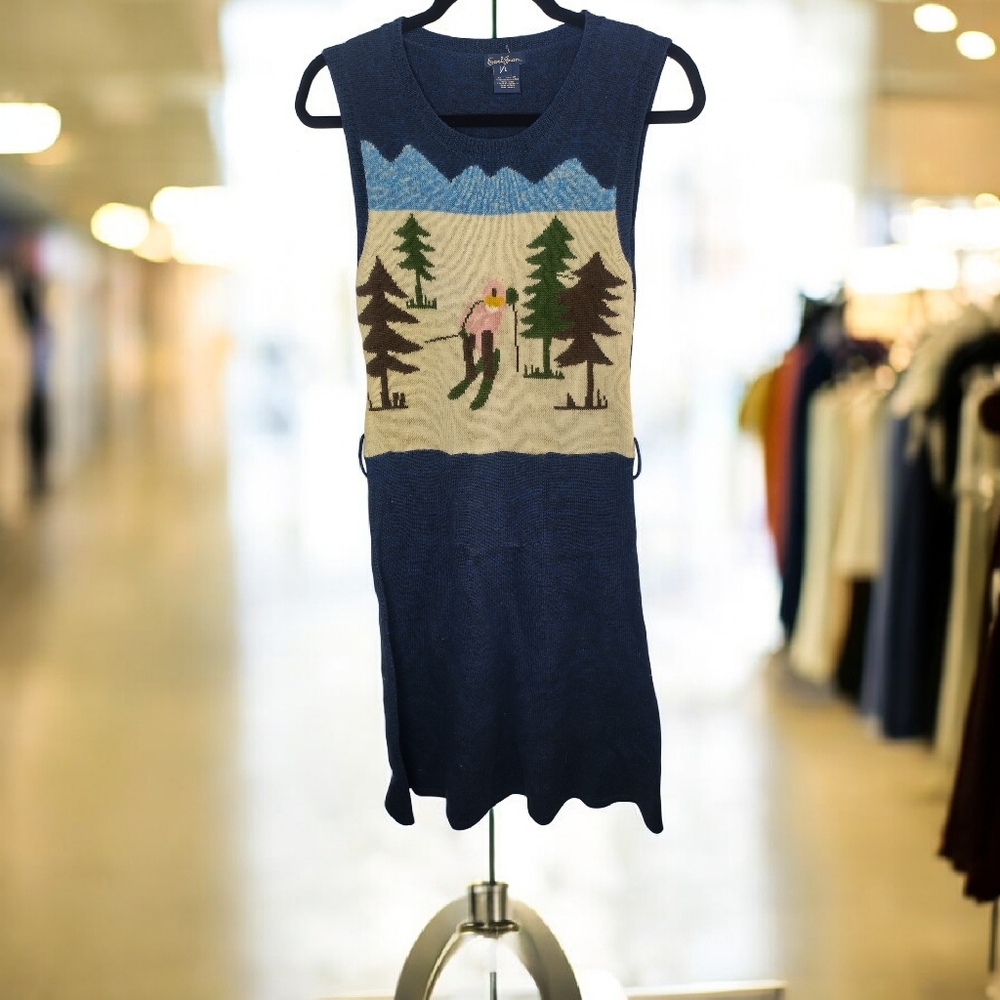 Earl Jeans Ski Scene Wool Dress L